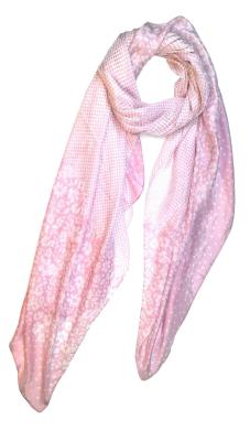Schal 100% Seide Paj Punkte Tupfen Rosa Weiß